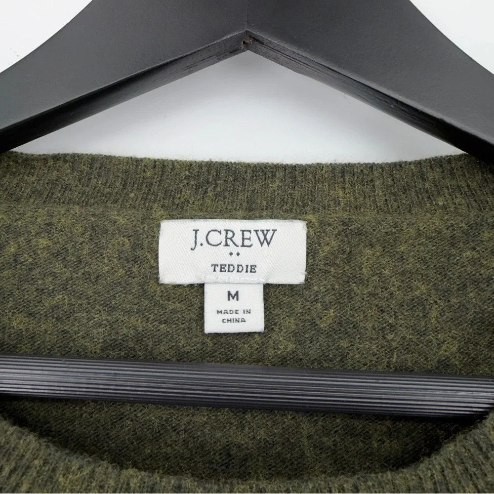 J.Crew Green Wool Blend Teddie Crewneck Sweater Medium Womens